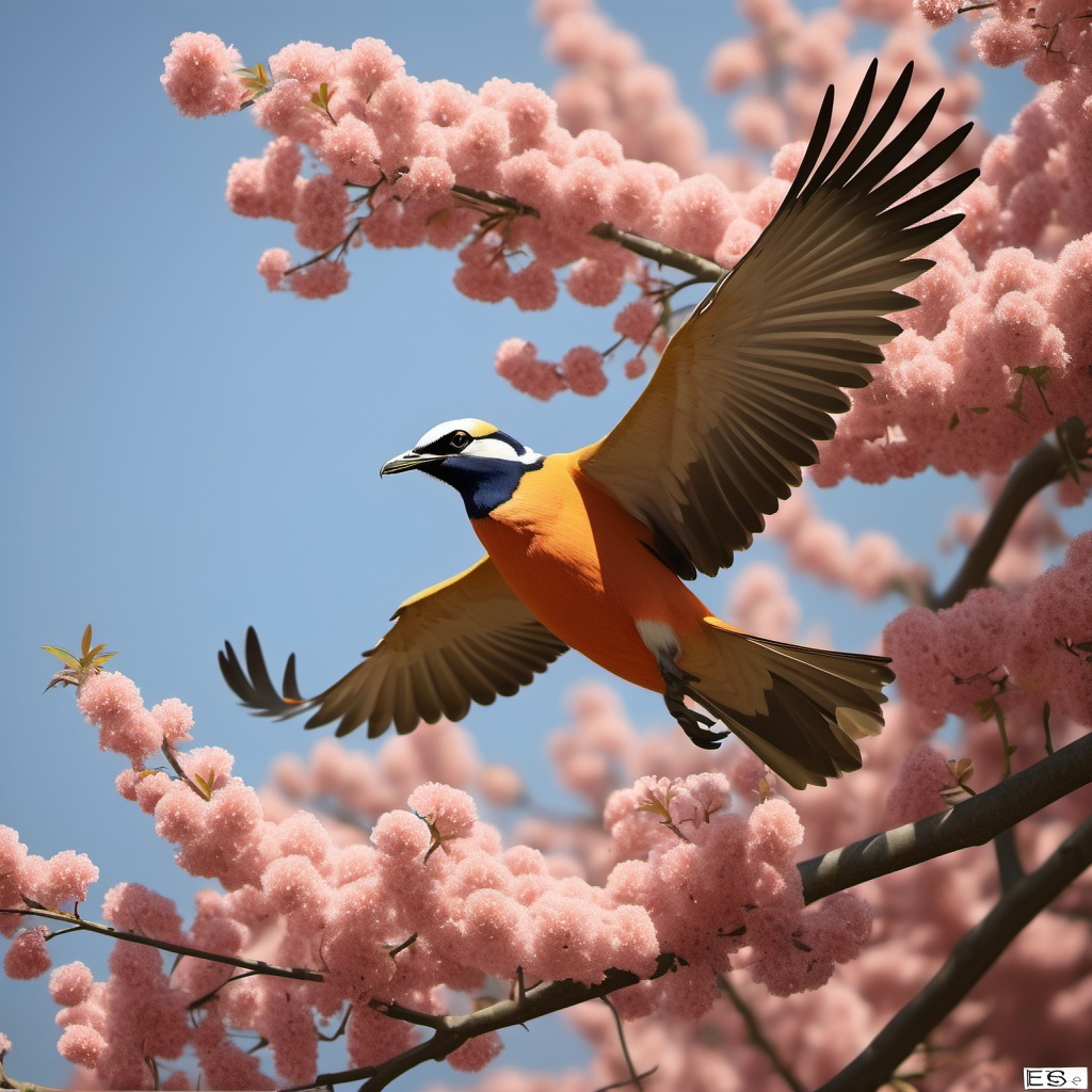 Background image of a flying bird and a tree